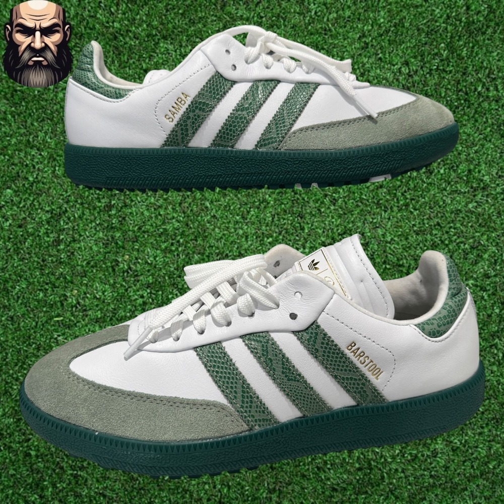 adidas Samba x Barstool Golf Shoes Green White KJ1954 Men's Size 7 - Picture 2 of 7